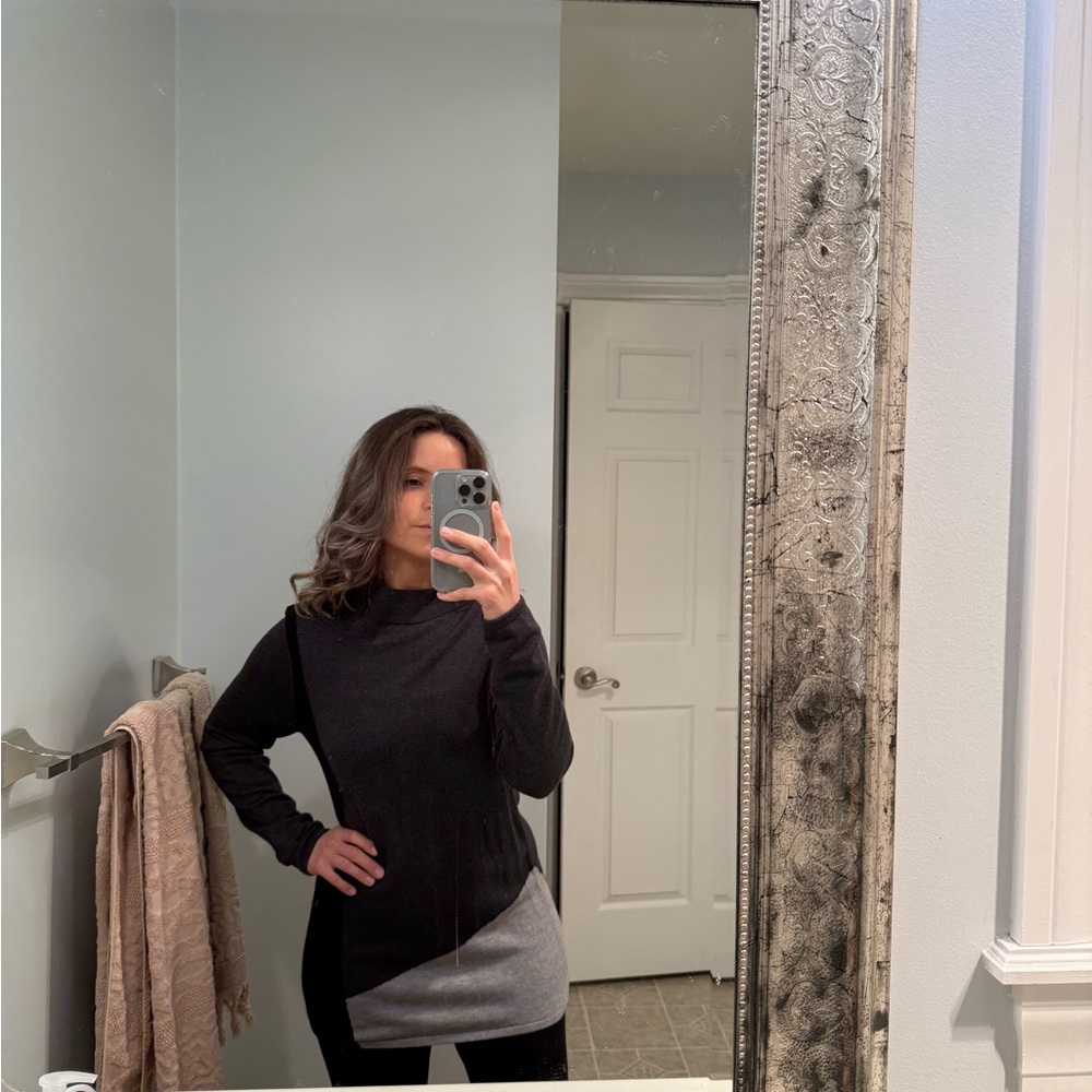 Stylish Black and Gray Sweater Dress